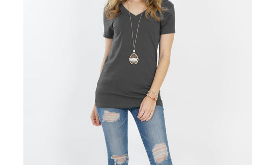 Cotton Ash Grey V-Neck T-Shirt