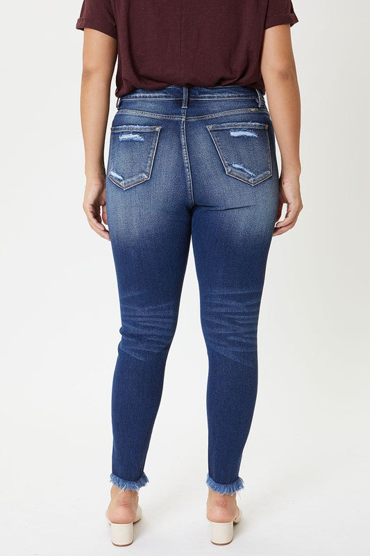 Kan Can Jeans Hem Detail Ankle Skinny Plus Size