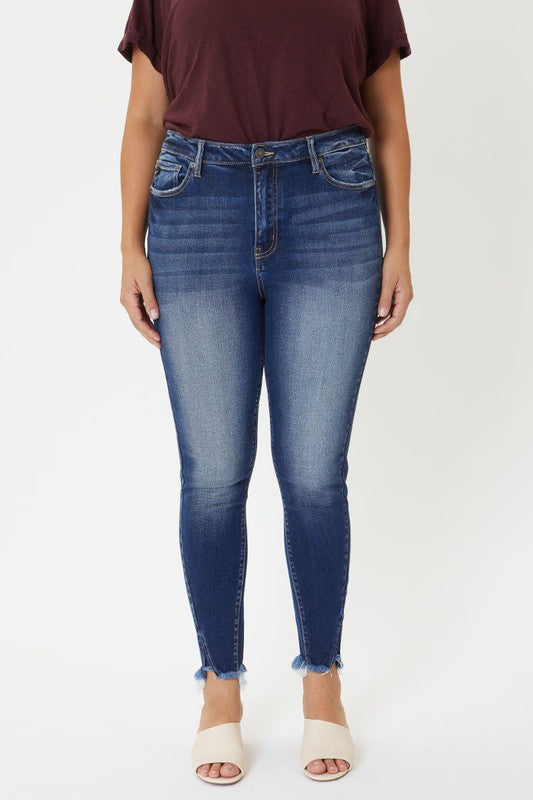 Kan Can Jeans Hem Detail Ankle Skinny Plus Size