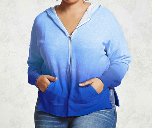 Blue Ombre Terry Hoodie