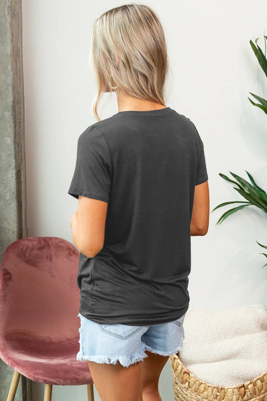 Grey Color Block T-Shirt with Knot