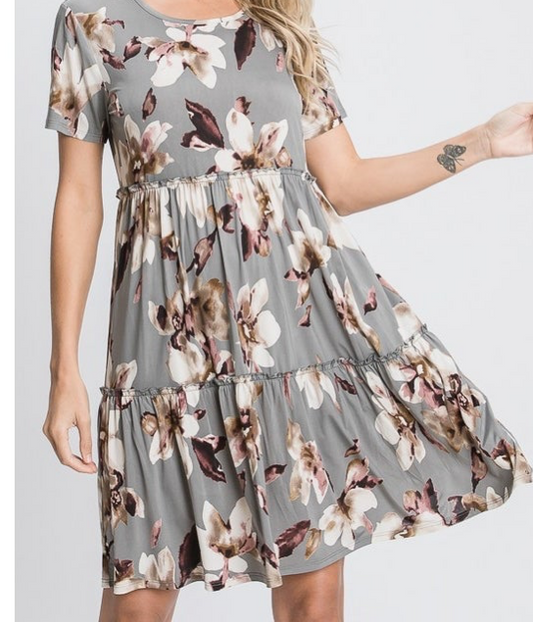 Floral Print Dress with Ruffle Detail