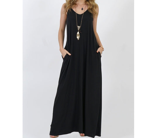 Black Maxi Dress with Adjustable Straps